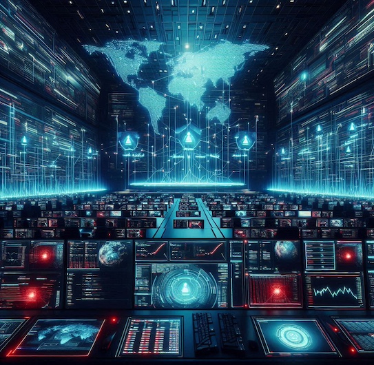 Cybersecurity professionals analyzing network threats