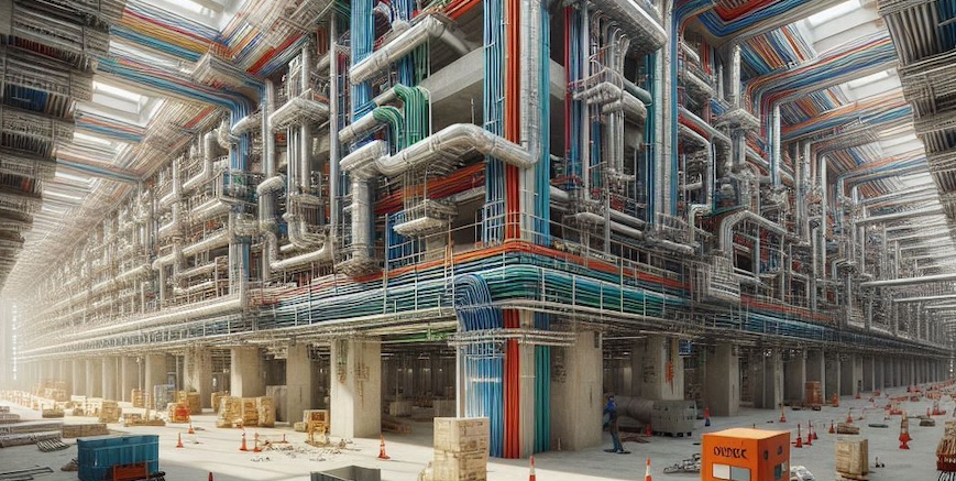 MEP pipe installation in Saudi commercial project